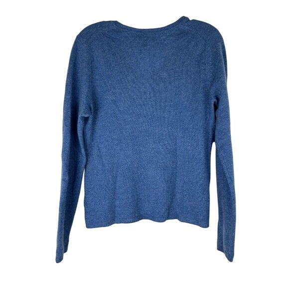 Adrienne Vittadini Womens 100% 2 Ply Cashmere Sweater Blue V-Neck Long Sleeve M - Picture 2 of 10